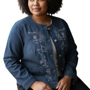 🌹Vintage Koret Silver Embroidery Jean Jacket sz 12